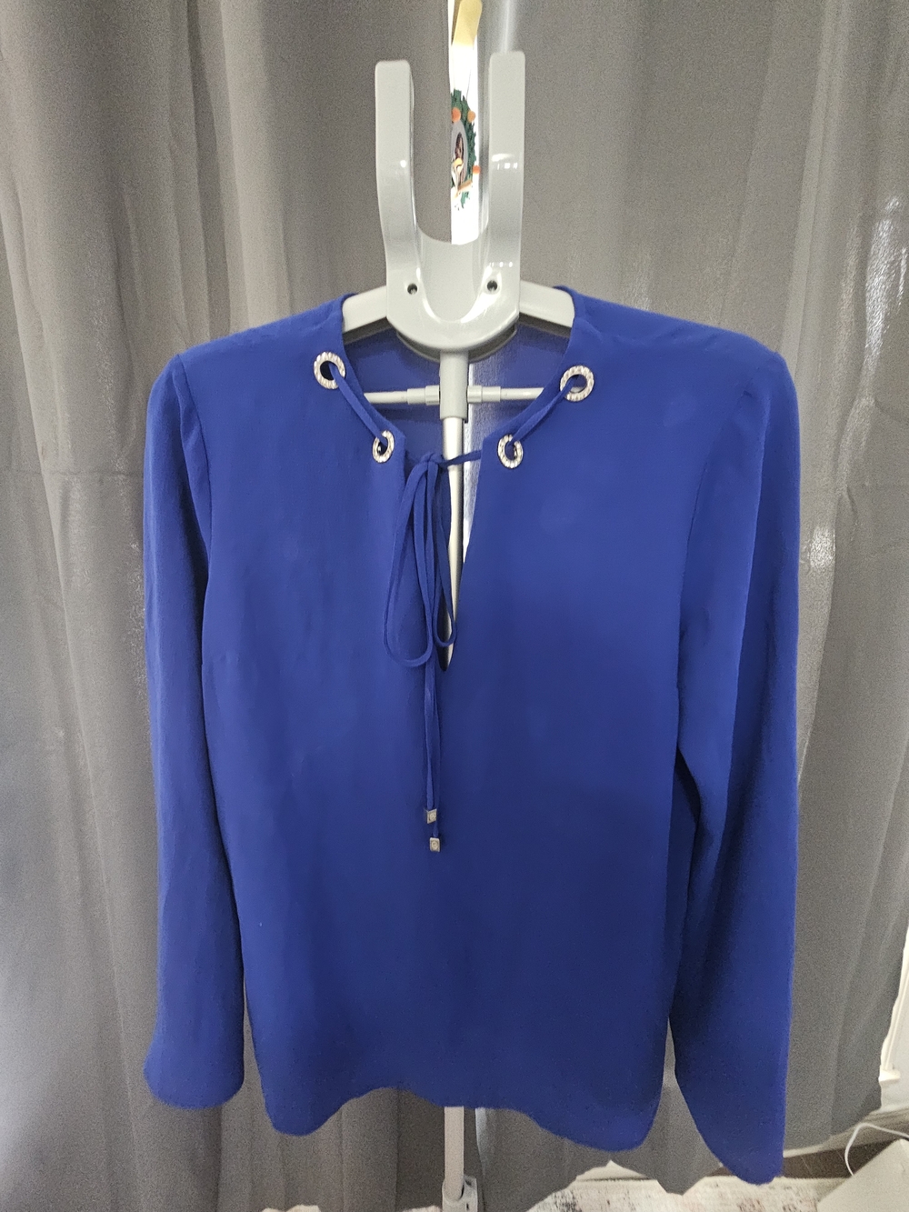 Michael Kors Royal Blue Lace-Up Long Sleeve Blouse